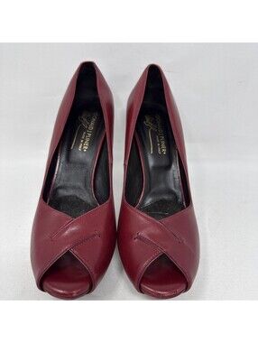 Donald J Pliner Red Leather Peep Toe Stiletto Heels Size 9